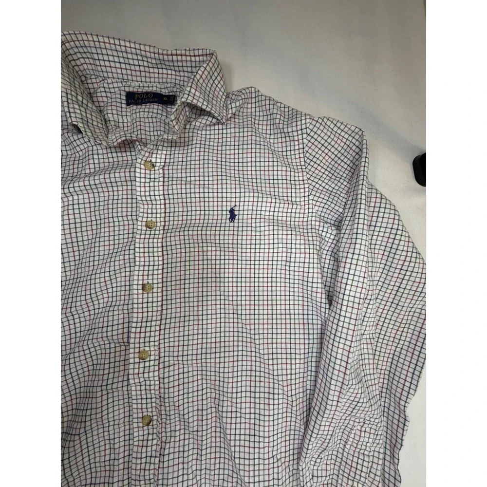 Polo Ralph Lauren XL Mens Button Down Shirt Tattersall Check Multi Color Cotton